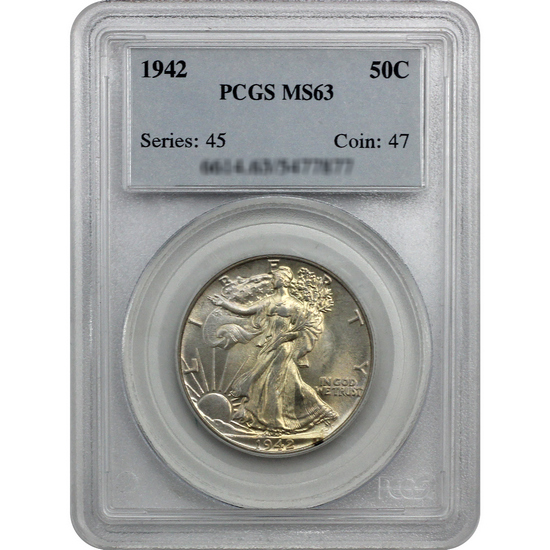 1942 Silver Walking Liberty Half Dollar MS63 PCGS