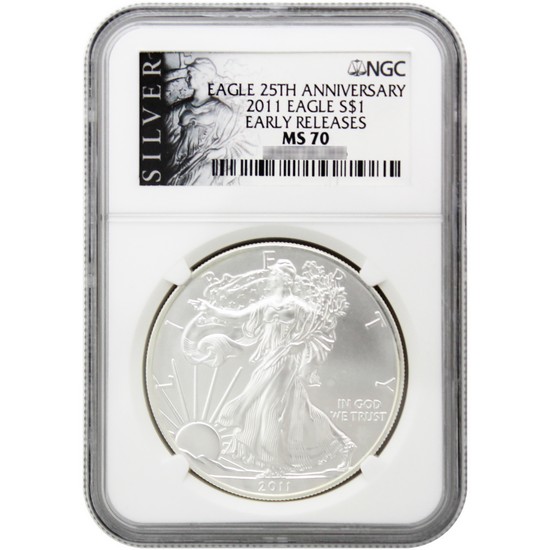 2011 American Silver Eagle MS70 Early Releases NGC ALS Label