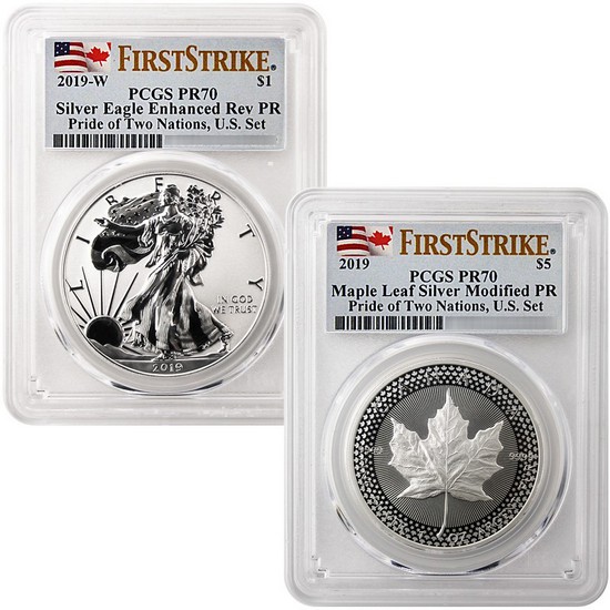 2019 Pride of Two Nations 2-Coin Set 70 First Strike PGCS Dual Flag Label