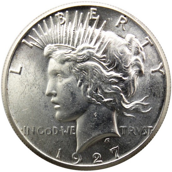 1927 Peace Dollar Silver AU/BU Condition