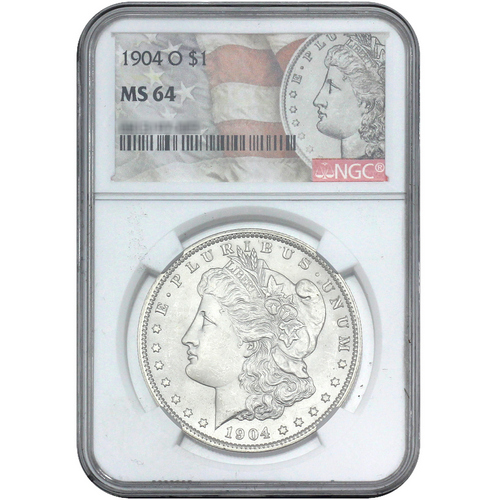 1904 O Morgan Silver Dollar MS64 NGC Morgan/Flag Label
