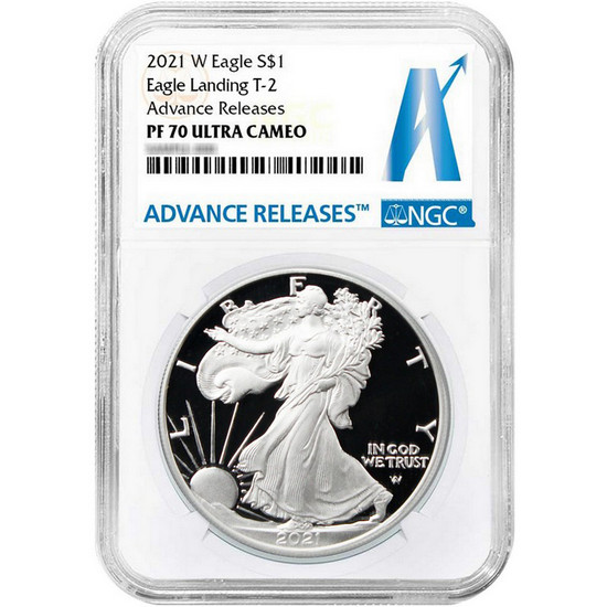 2021 W Type 2 Silver American Eagle Coin PF70 UC AR NGC Advance Releases Label