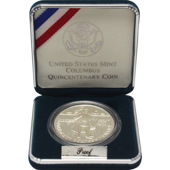 1992 P Columbus Quincentenary Silver Dollar PF Coin in OGP