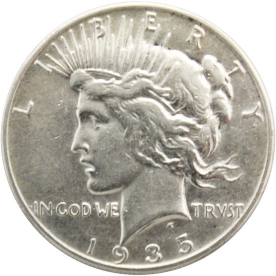 1935-S Peace Dollar Silver Very Good+ Condition