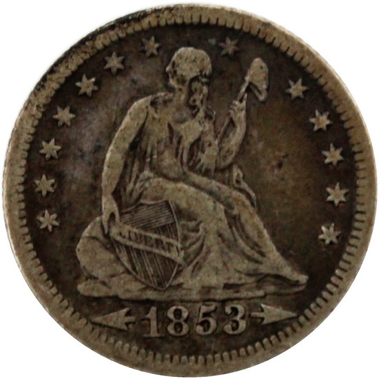 1853-O Liberty Seated Quarter with Arrows & Rays Very-Good to Fine Condition