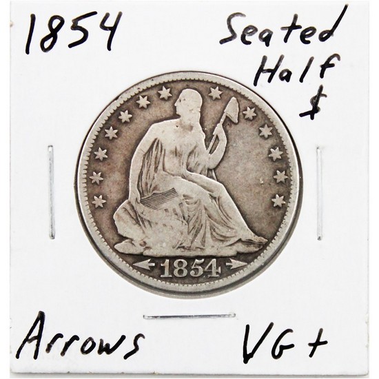 1854 Liberty Seated Half Dollar w/Arrows in VG/F Condition