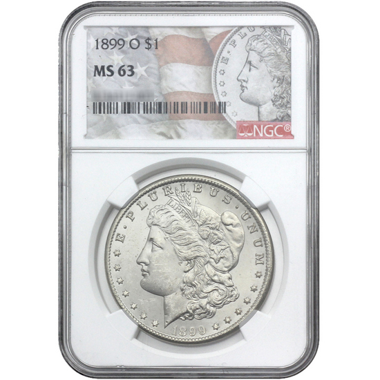 1899 O Morgan Silver Dollar MS63 NGC Morgan/Flag Label