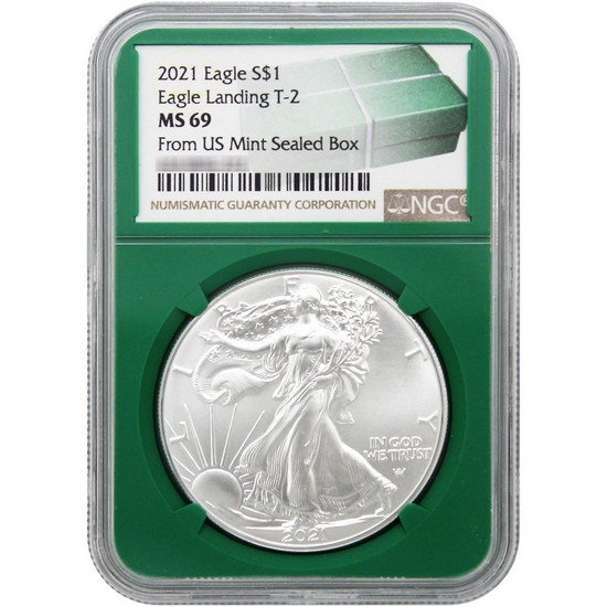 2021 Type 2 Silver American Eagle MS69 NGC Green Core