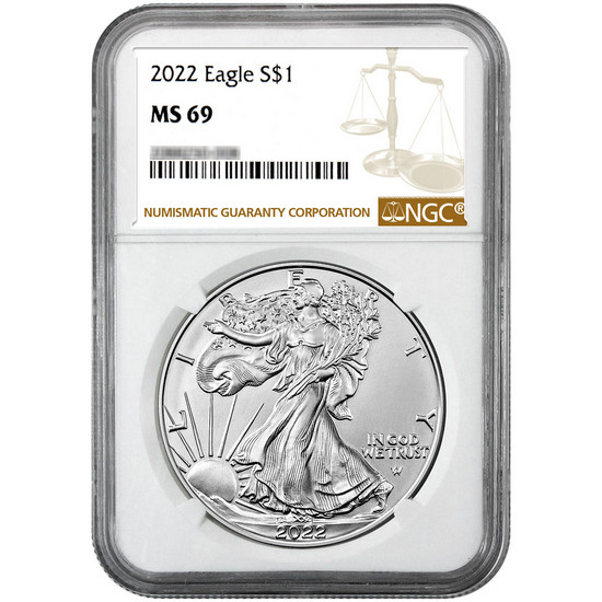 2022 Silver American Eagle MS69 NGC Brown Label
