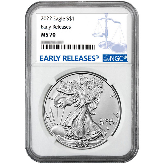 2022 Silver American Eagle MS70 ER NGC Blue Label