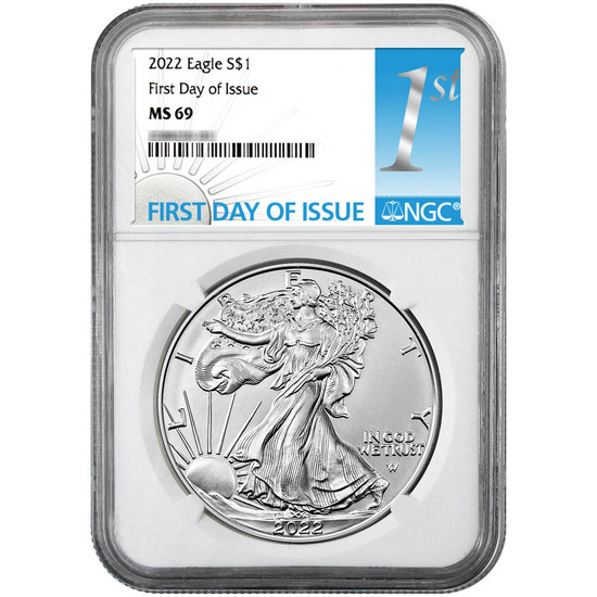 2022 Silver American Eagle MS69 FDI NGC 1st Label