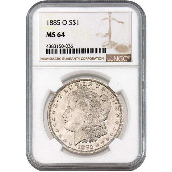 1885 O Morgan Silver Dollar MS64 NGC Brown Label