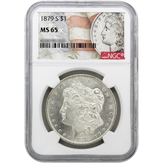 1879 S Morgan Silver Dollar MS65 NGC Morgan/Flag Label
