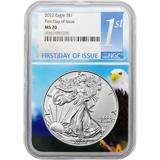 2022 Silver American Eagle MS70 FDI NGC 1st Label Eagle Core