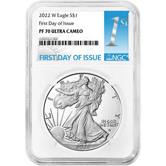 2022 W Silver American Eagle Coin PF70 UC FDI NGC 1st Label