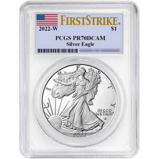 2022 W Silver American Eagle Coin PR70 DCAM FS PCGS Flag Label