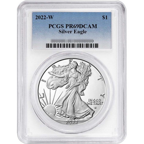 2022 W Silver American Eagle Coin PR69 DCAM PCGS Standard Blue Label