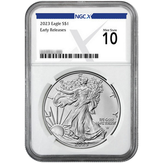 2023 Silver American Eagle MS10 ER NGCX Label