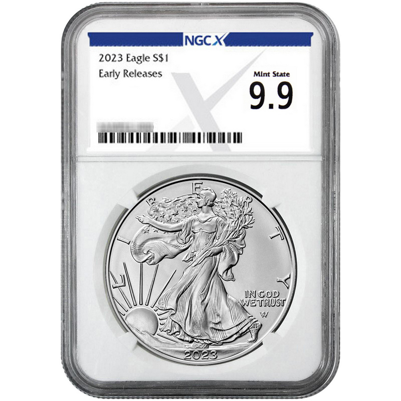 2023 Silver American Eagle MS9.9 ER NGCX Label