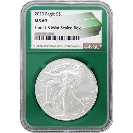 2023 Silver American Eagle MS69 NGC Green Core