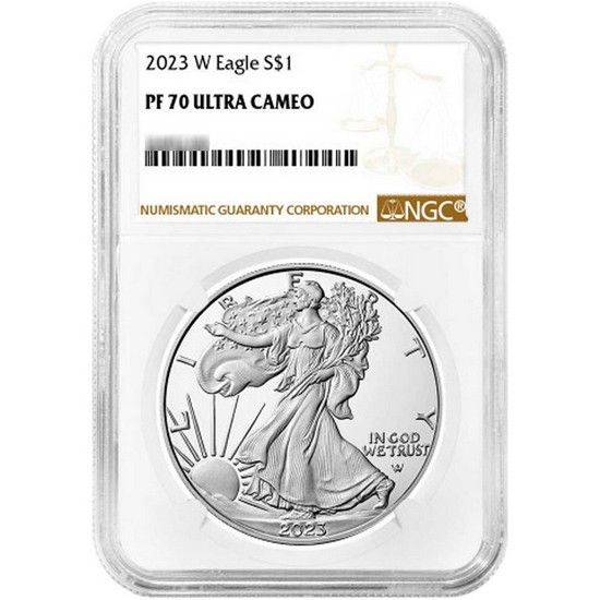 2023 W Silver American Eagle Coin PF70 UC NGC Brown Label