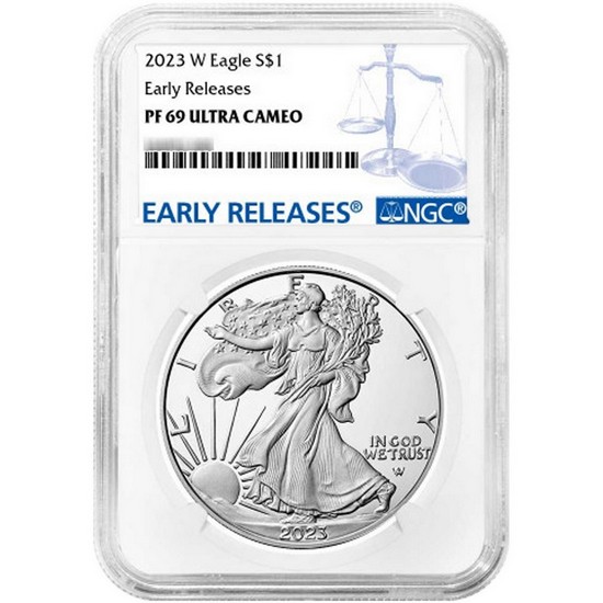 2023 W Silver American Eagle Coin PF69 UC ER NGC Blue Label