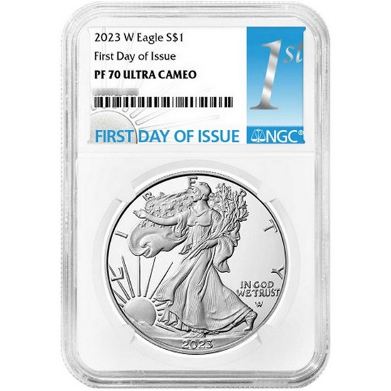 2023 W Silver American Eagle Coin PF70 UC FDI NGC 1st Label