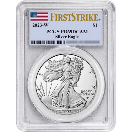 2023 W Silver American Eagle Coin PR69 DCAM FS PCGS Flag Label