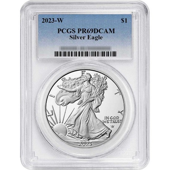 2023 W Silver American Eagle Coin PR69 DCAM PCGS Standard Blue Label