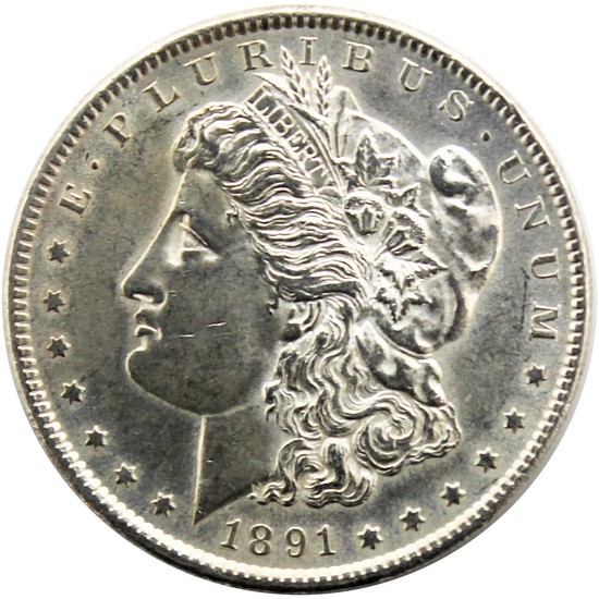 1891-S Morgan Silver Dollar Almost Uncirculated - Brilliant Uncirculated Condition