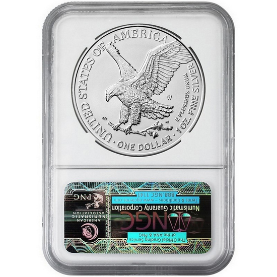 2023 W Burnished Silver American Eagle MS70 FDI NGC 1st Label