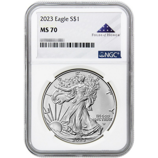 2023 Silver American Eagle MS70 NGC Folds of Honor Label