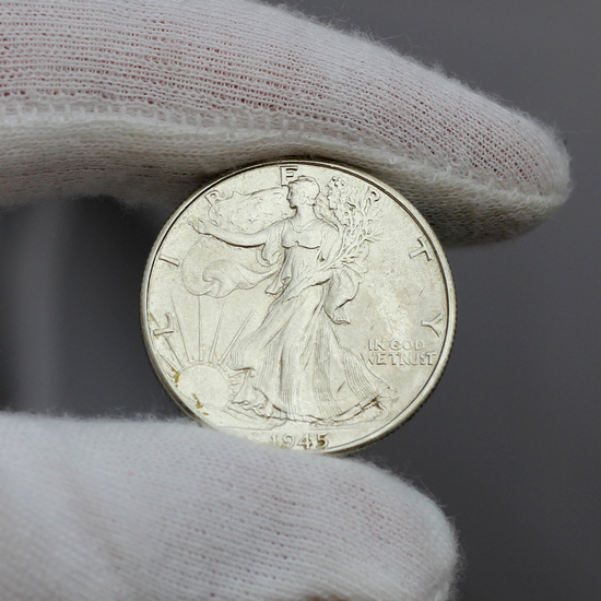 1945 D Silver Walking Liberty Half Dollar BU Condition