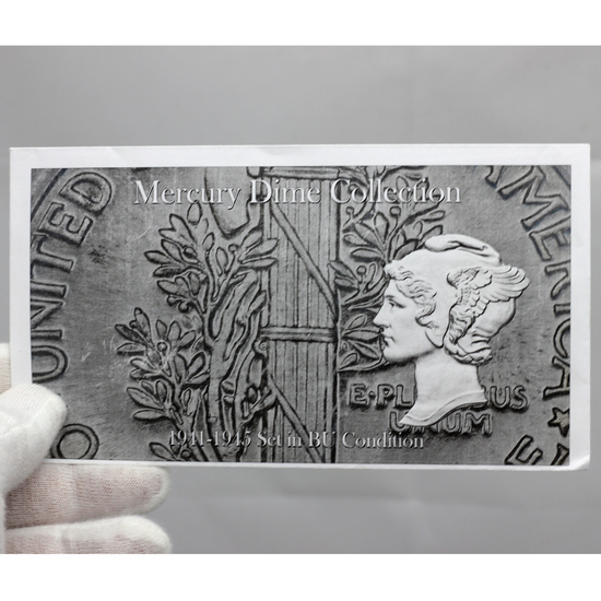 1941-1945 Mercury Dime Silver BU 5pc Set in Envelope 1941-1945 Mercury Dime Silver BU 5pc Set in Envelope