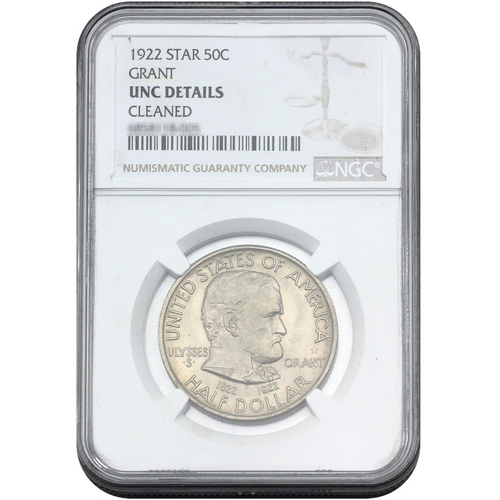 1922 $1/2 Grant With Star Commemorative UNC Details NGC Cleaned