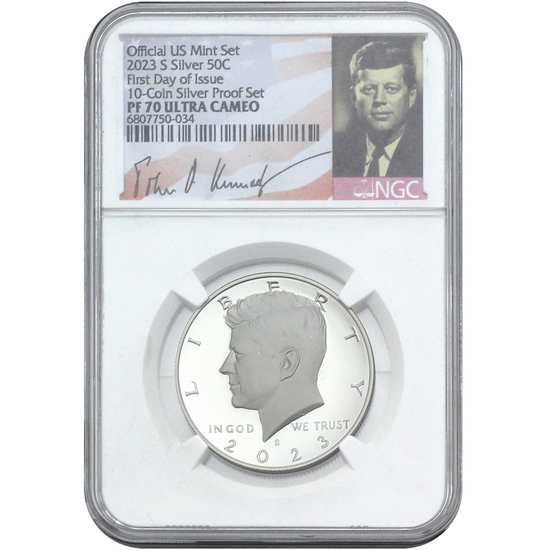 2023 S Silver Kennedy Half Dollar PF70 Ultra Cameo FDI NGC Kennedy Portrait Label