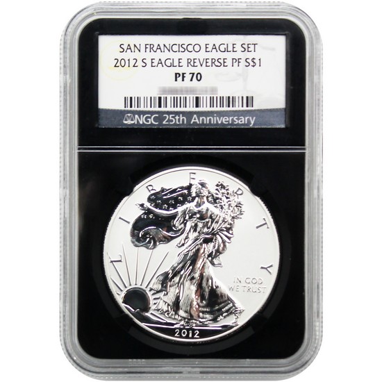 2012-S Reverse Proof American Silver Eagle from the San Francisco Eagle Set PF70 NGC Black Core
