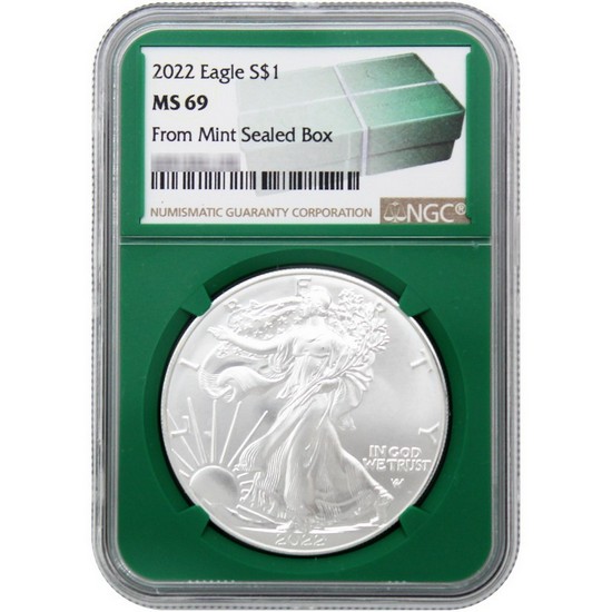 2022 Silver American Eagle MS69 NGC Green Core