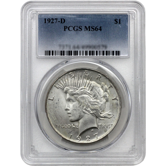 1927 D Peace Dollar Silver MS64 PCGS