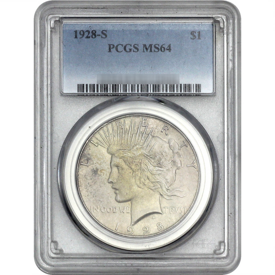 1928 S Peace Silver Dollar MS64 PCGS Blue Label