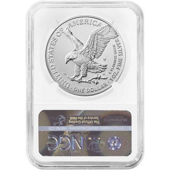 2023 W Burnished Silver American Eagle MS70 AR NGC Michael Gaudioso Signed