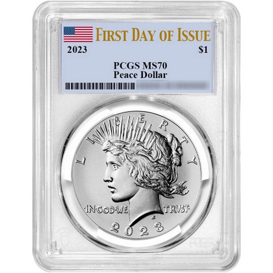 2023 Morgan and Peace Silver Dollar Set MS70 FDI PCGS Flag Label