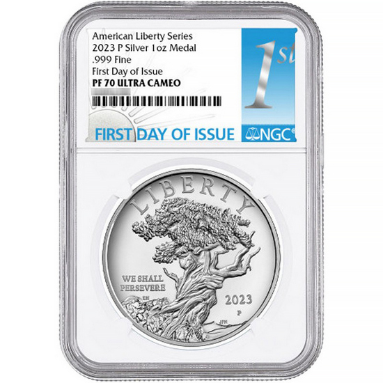 2023 P Silver American Liberty Series 1oz Medal PF70 UC FDI NGC 1st Label