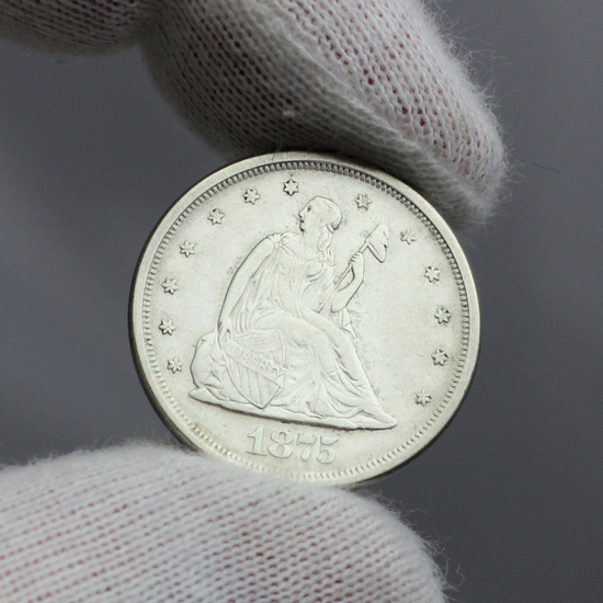 1875 S Liberty Seated Twenty Cent Piece in VF/XF Condition