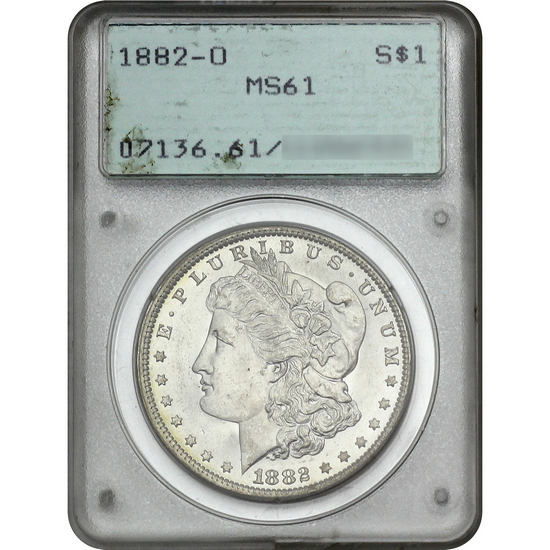 1882 O Morgan Silver Dollar MS61 PCGS Rattler Holder