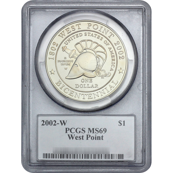 2002 West Point Bicentennial Silver Dollar MS69 PCGS John Mercanti Signed