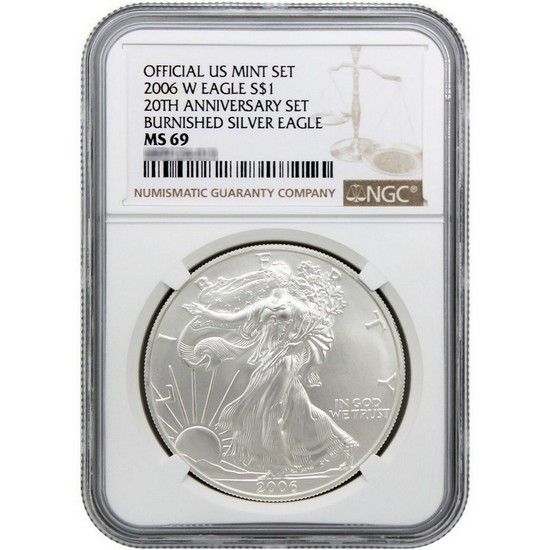 2006 20th Anniversary Silver American Eagle Set 69 NGC Brown Label