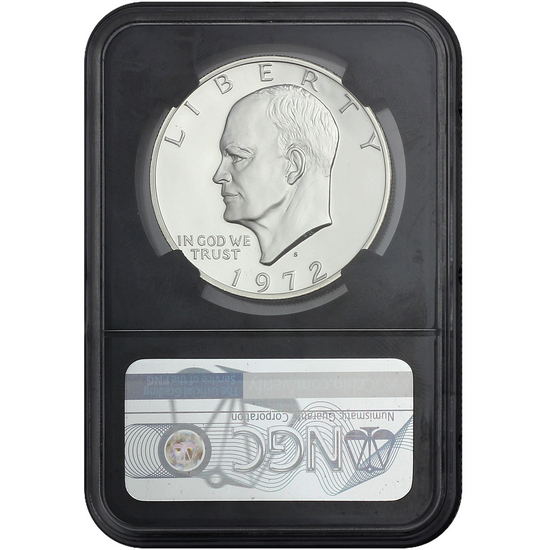 1972 S Silver Eisenhower Dollar PR69 Cameo NGC Charlie Duke Signed Black Core 1972 S Silver Eisenhower Dollar PR69 Cameo NGC Charlie Duke Signed Black Core