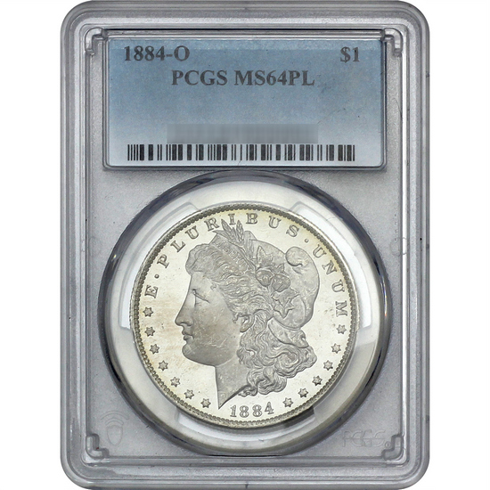 1884 O Morgan Silver Dollar MS64 PL PCGS Blue Label