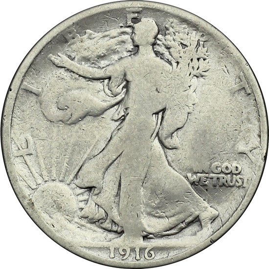 1916 P Walking Liberty Silver Half Dollar G/VG